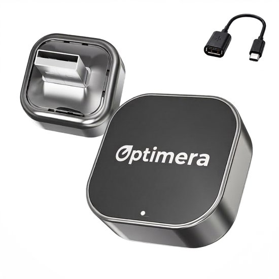 OPTIMERA® 2-in-1 Carplay Dongle GO - Draadloos Carplay - Android Auto & Apple Carplay - Wireless Carplay - Incl. USB-C Adapter