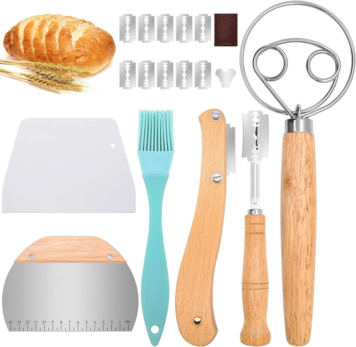 Complete Set van 6 Bakgereedschappen met Broodmes, Deegschrapers, Bakkwast en Beschermhoes voor Perfecte Baksels en Rijstcake Creaties