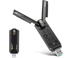 WiFi 7 Adapter - WLAN Stick - Snel Internet - Tri-Band MLO - 6500 Mbps - Zwart