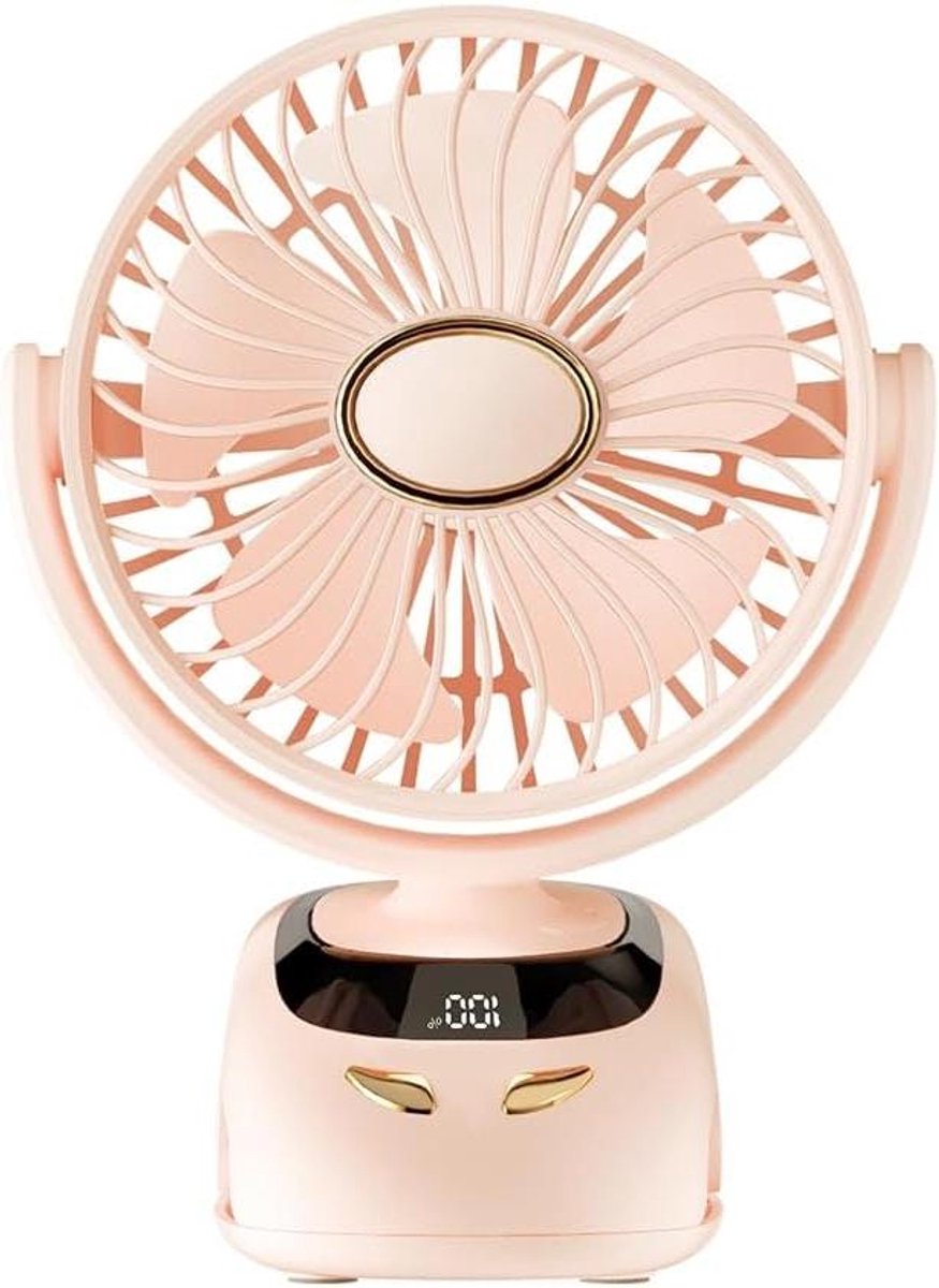 Mini Ventilator - Draagbare Clip Ventilator - Persoonlijke Koeling - Vijf Snelheden - 12 x 5 x 2 cm - Roze