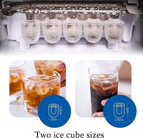 Mini IJsblokjesmachine - Aanrecht IJs Maker - Snelle IJsproductie - Twee IJsgroottes - 15 kg per dag - Grijs van MINI — afbeelding 3