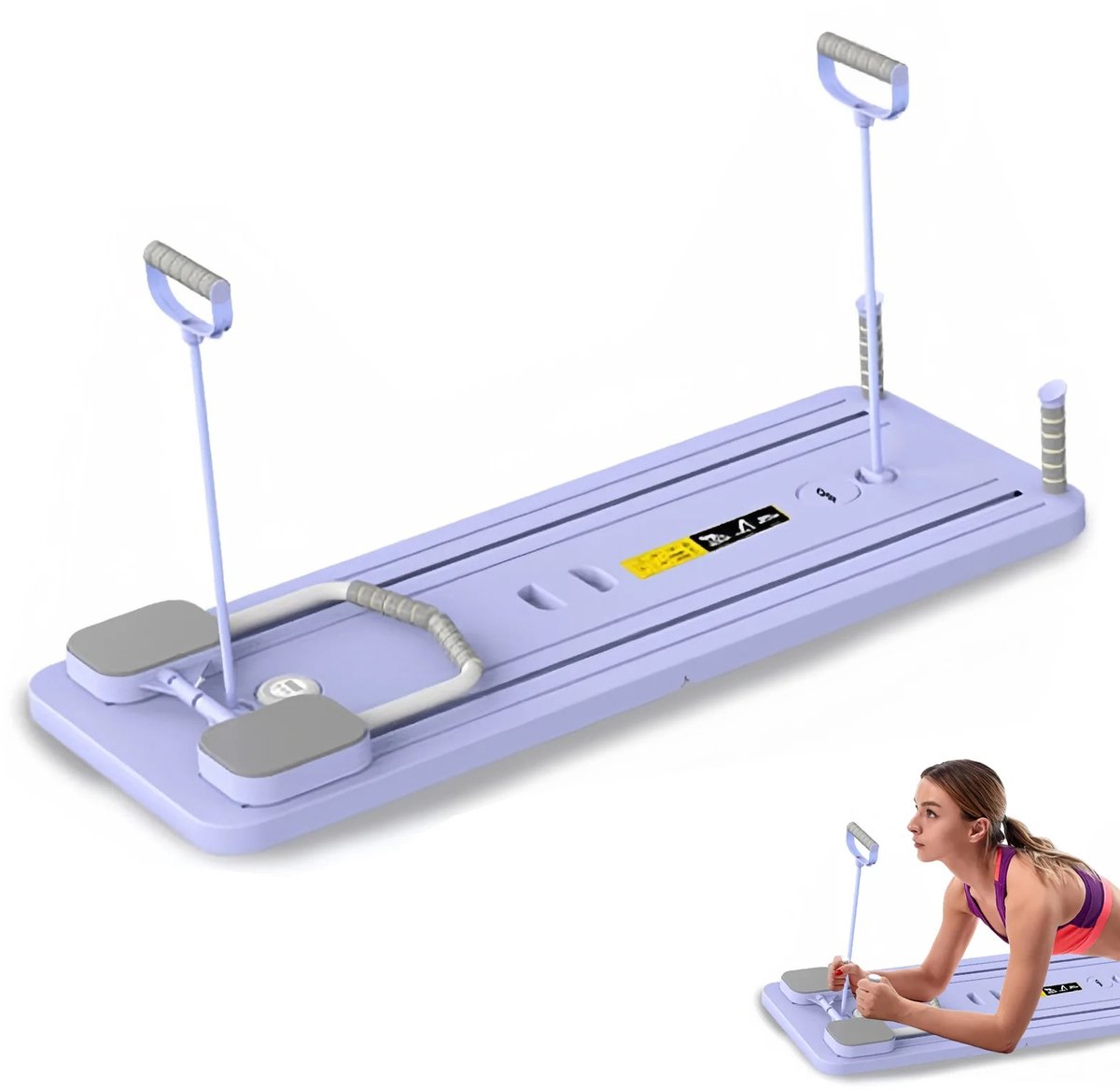 Multifunctioneel Fitnessbord voor Buikspieren Core en Rugtraining - Pilates Ab Board met Automatische Rebound - Knielkussen Teller en Telefoonhouder - Opvouwbaar - 100 kg - Paars