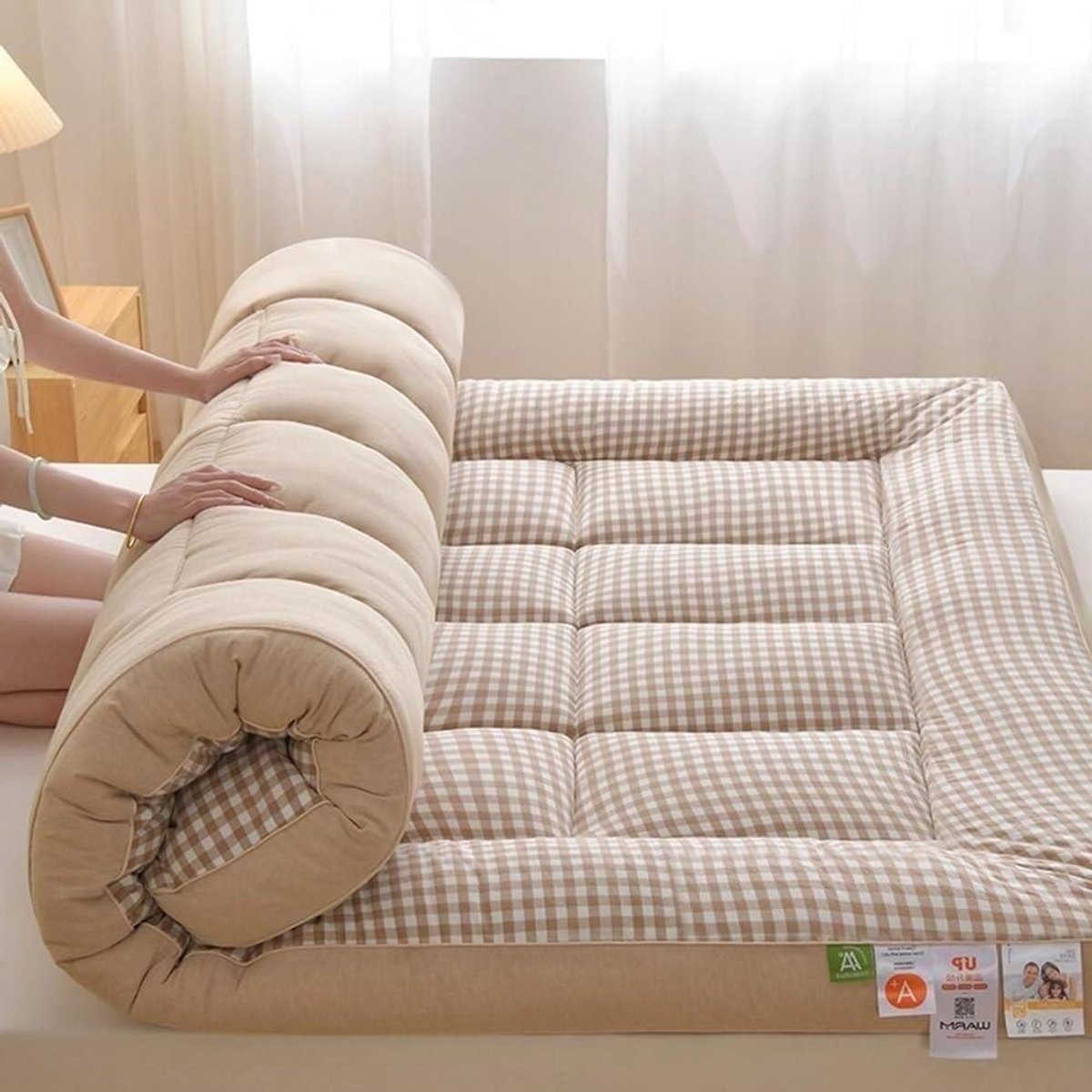 Japanse futonmatras - Slaapkussen gasten - Comfortabel slapen - Verdikt en ademend - 90 x 200 cm - Grijs