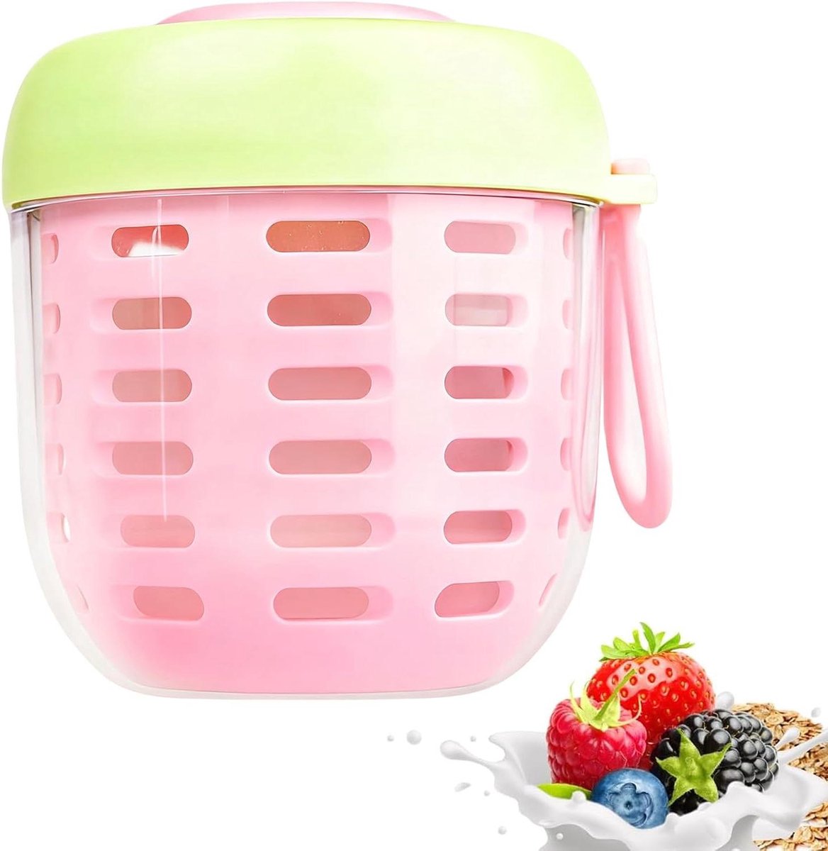 Fruitbeker Saladebak - Herbruikbare Container - Lunch Meenemen - Lekvrij Ontwerp - 500 ml - Roze