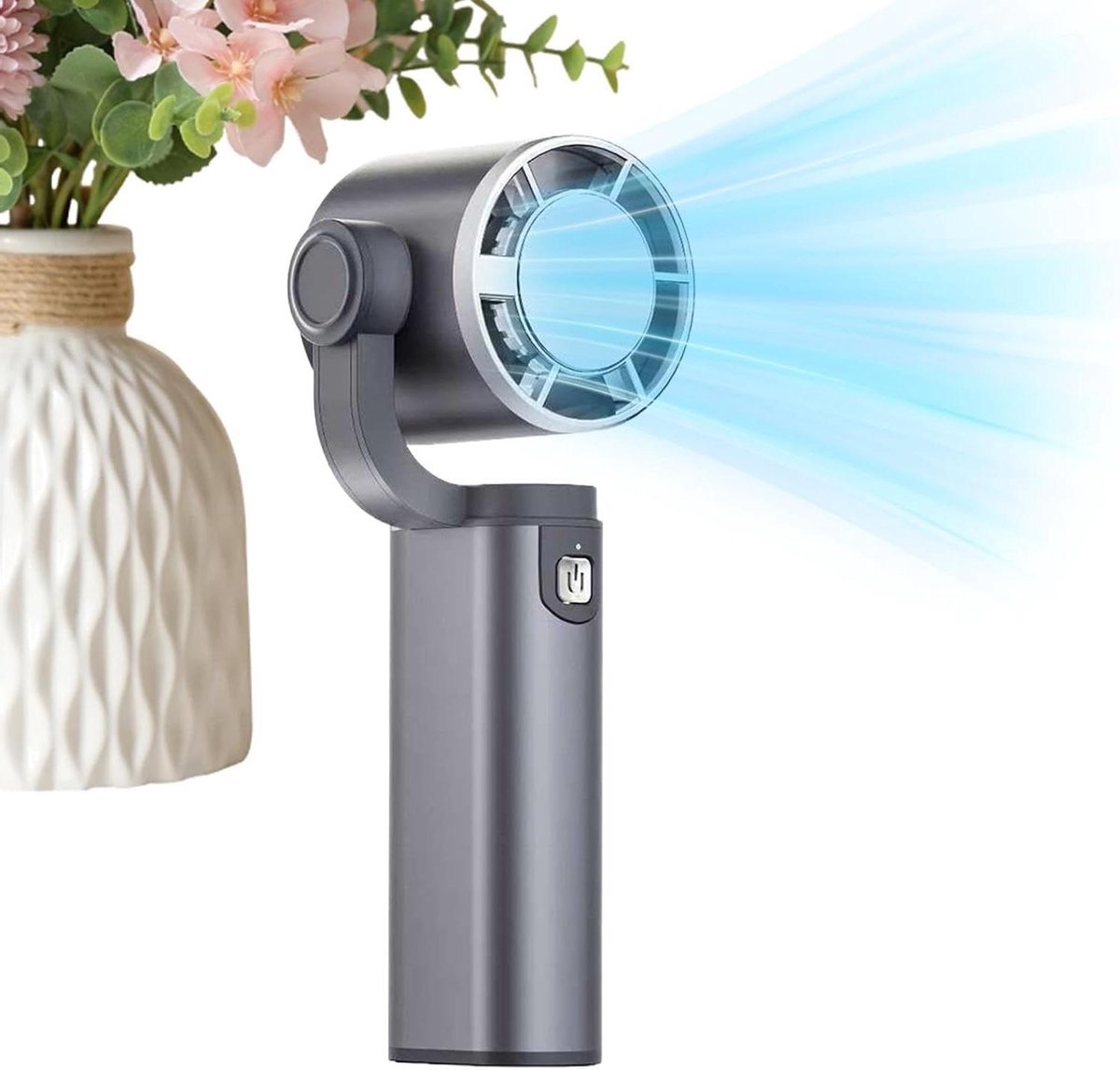 Persoonlijke Ventilator - Opvouwbare Fan - Koelte Onderweg - 180 Graden Draaibaar - 6x8x6 cm - Grijs