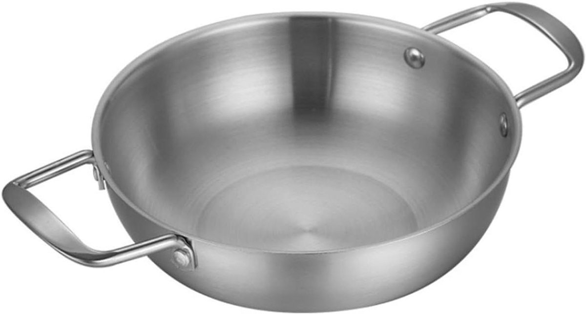Roestvrijstalen Pan - Kookpan - Maaltijden Bereiden - Dubbele Handgrepen - 28 cm - Zilverachtig