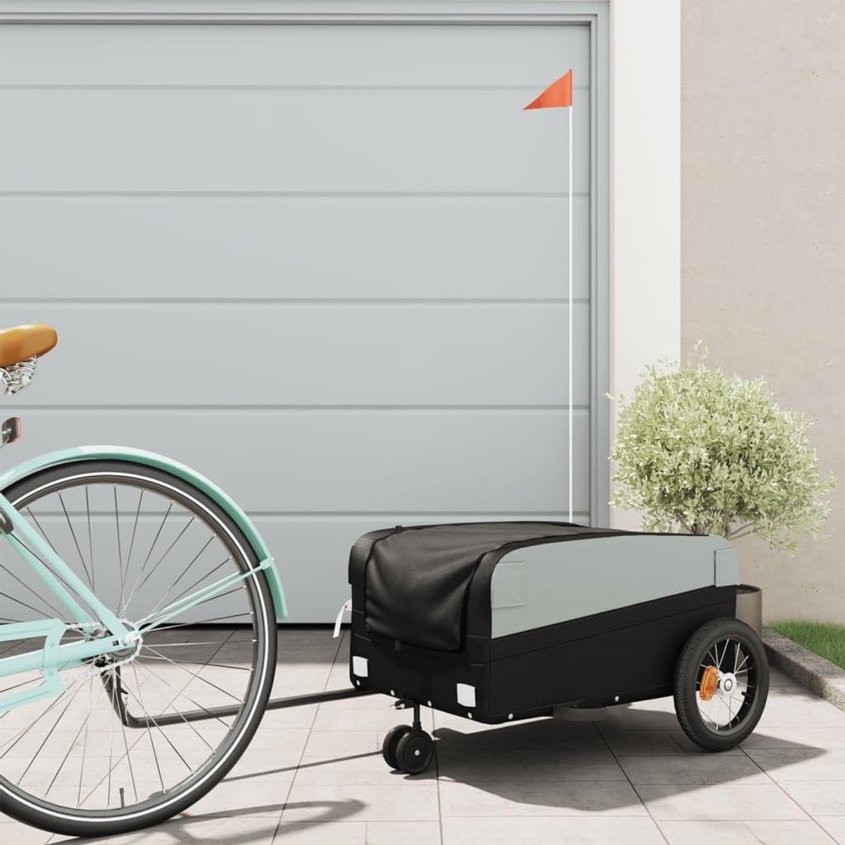 Fietsaanhanger - Transportkar - Goederen Vervoeren - Robuust IJzeren Frame - 30 kg Draagvermogen - Zwart