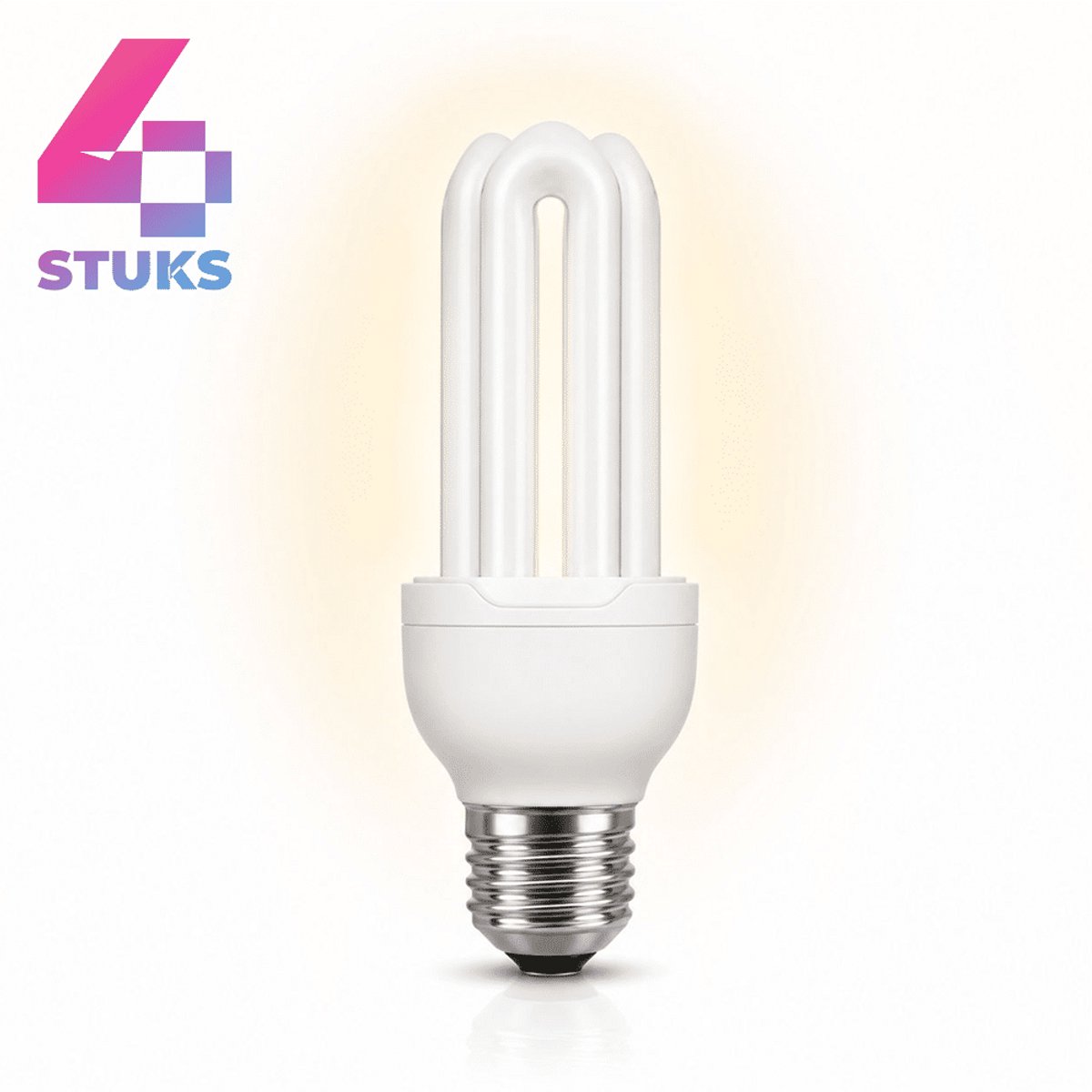 4x Stick Spaarlamp E27 - 15W - Warm Wit Licht (2700K) - 800 lm - 10 jaar - Niet Dimbaar - 2 pack