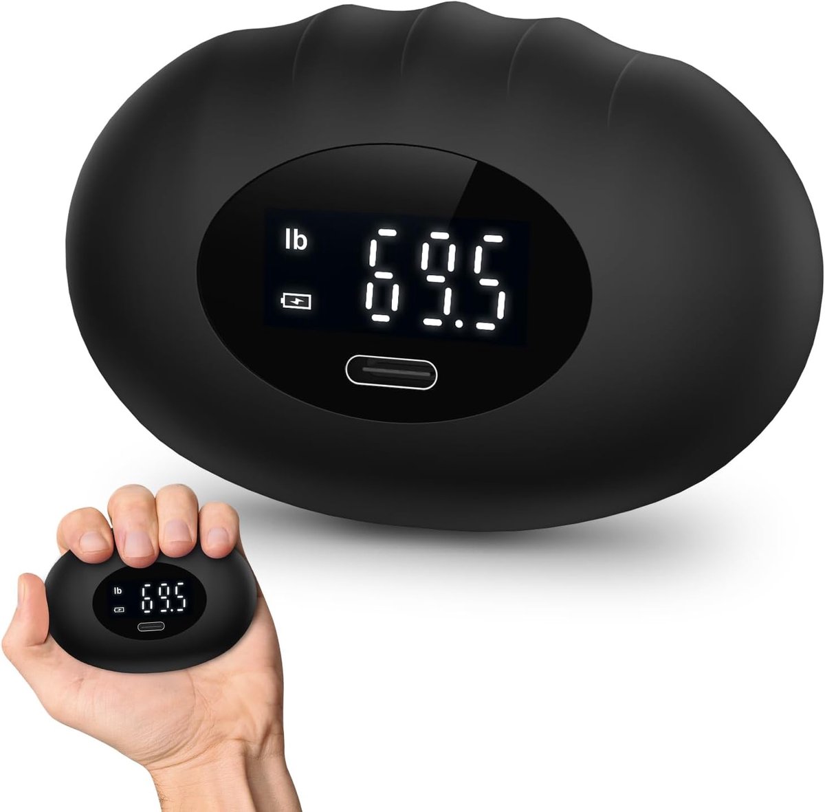 carmdering - Elektronische Handgreepkrachtmeter - Digitale Dynamometer - Handoefenbal - Meet Tot 180kg Kracht - Slim LED-scherm - Hoogwaardig Silicone - Ergonomisch Ontwerp - Ideaal Voor Onderweg - 1 Stuk-zwart