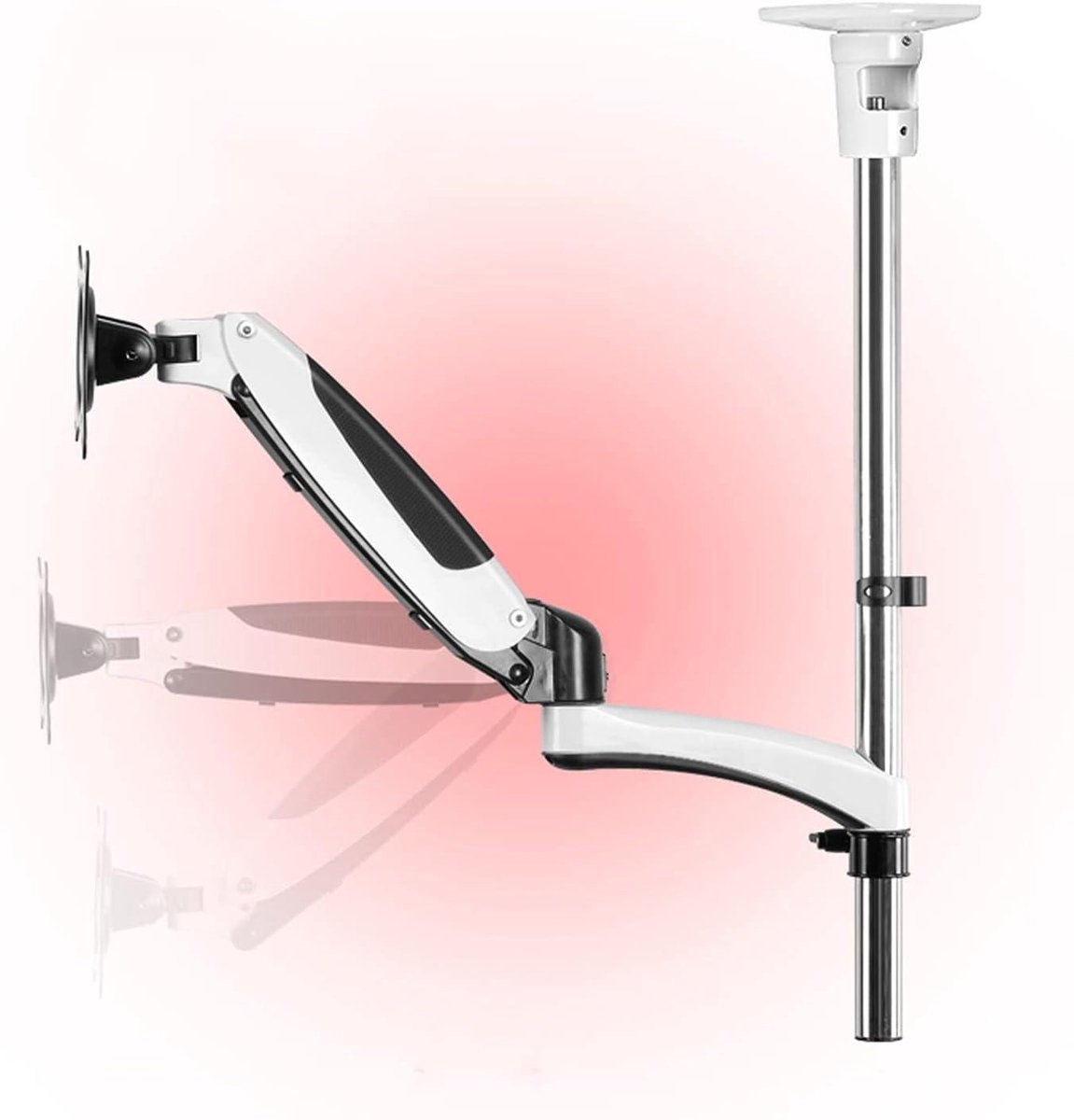 Monitor Arm - Plafond Mount - Efficiënt Werken - Gasveer Verstelbaar - 15-27 Inch - Zwart