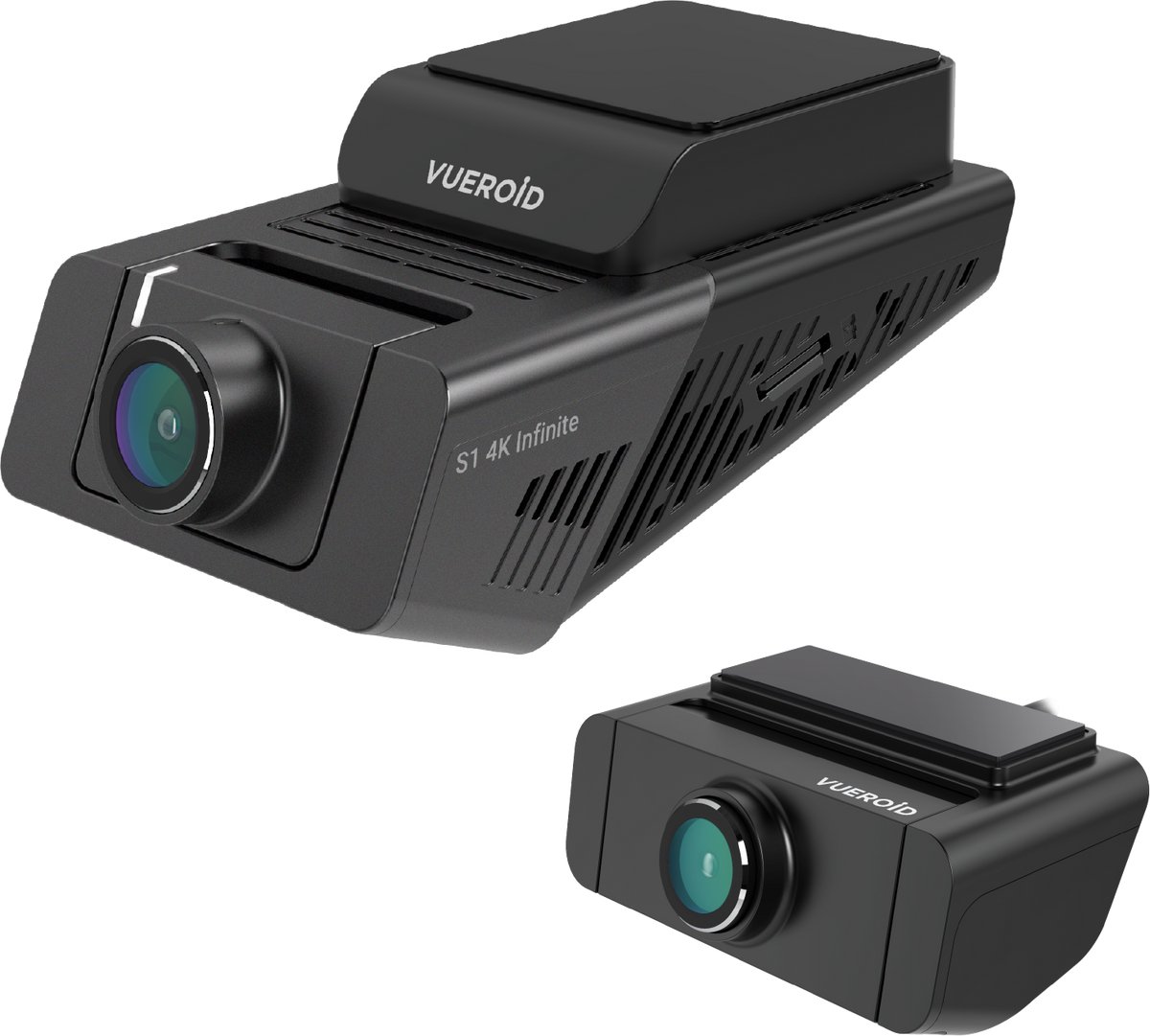 Vueroid - S1 4K Infinite 2CH 64GB - Dashcam - Sony STARVIS 2 -Nachtzicht - Wi-Fi 5.0 - GPS - 24/7 parkeermodus
