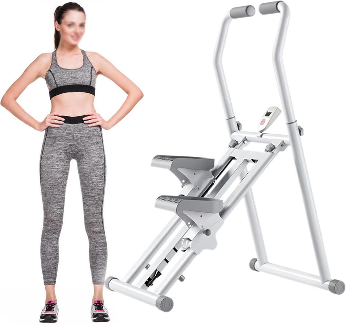 Verticale Klimmer - Stepping Machine - Full Body Workout - Verstelbaar Stuur - Max 110 kg - Zwart