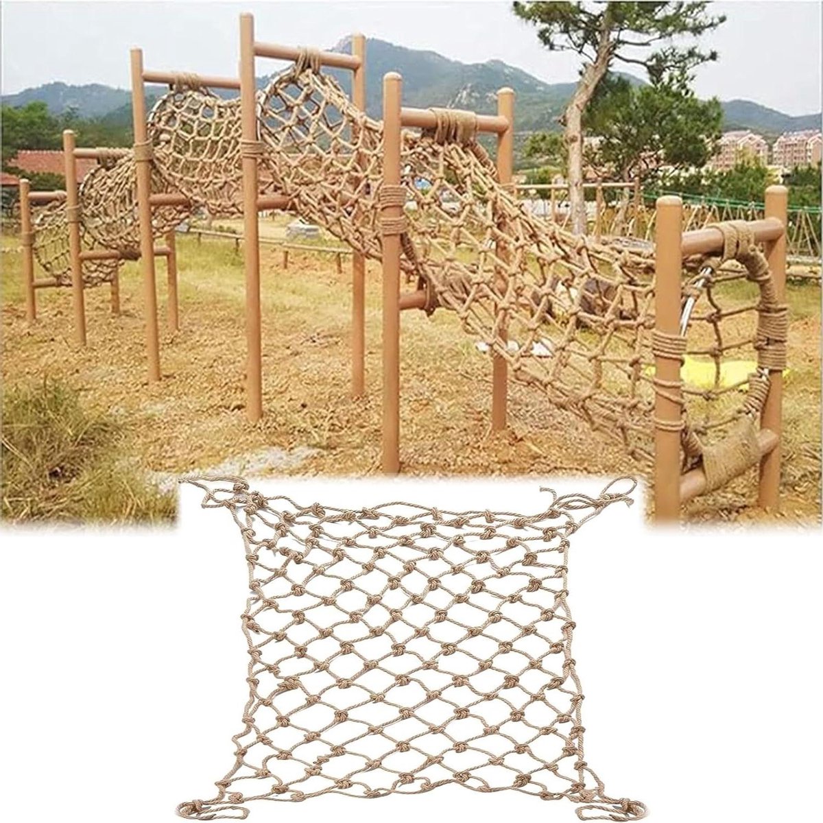 Kindveilig net 10x16FT Hennep Touw Netting voor Balkon Trappen Hek & Tuin Kinderen Speeltuin Klimmen Bescherm Veilige Leuningen & Outdoor Safe Solut