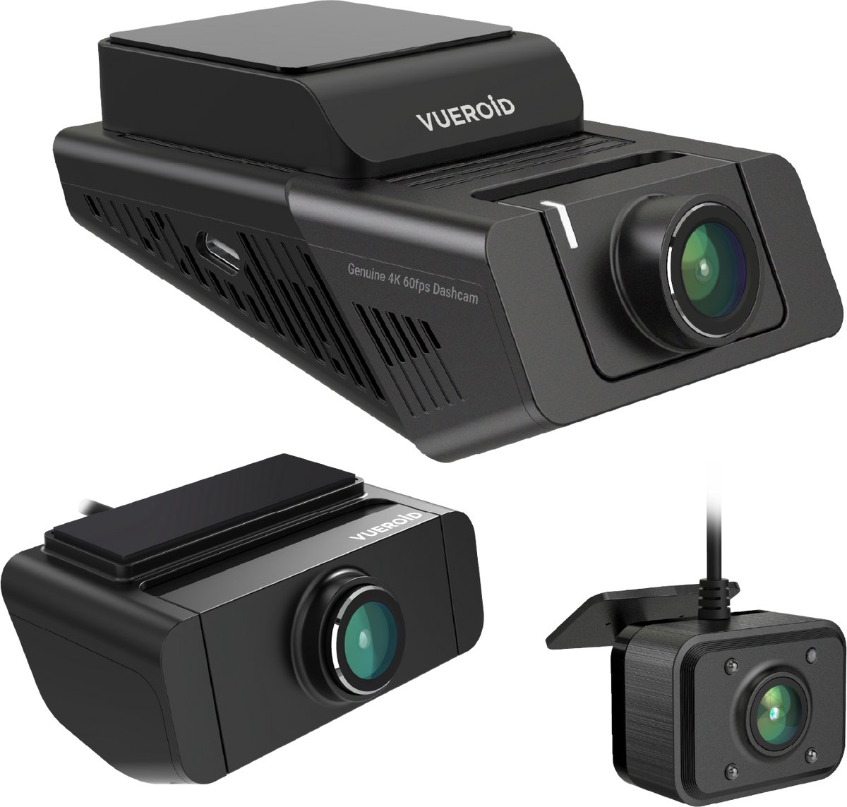 Vueroid - S1 4K Infinite 3CH 64GB - Dashcam - Sony STARVIS 2 -Nachtzicht - Wi-Fi 5.0 - GPS - 24/7 parkeermodus
