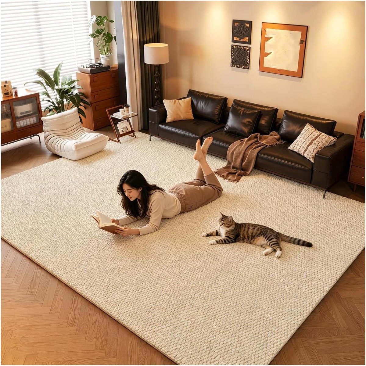Sisal Geweven Vloerkleed - Tapijt Woonkamer - Binnen en Buiten Gebruik - Vlekbestendig en Lichtbestendig - 120x200cm - Wit