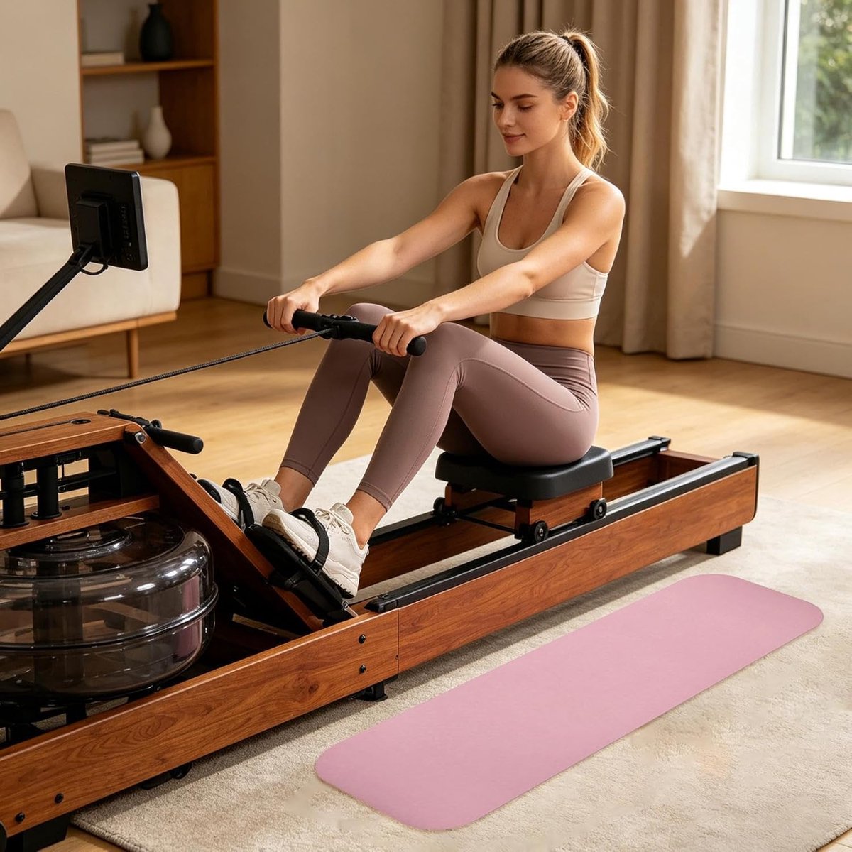 Fietsmat - Loopbandmat Hometrainermat - Stabiel Trainen - Antislip en Geluiddempend - 25x80 cm - Roze
