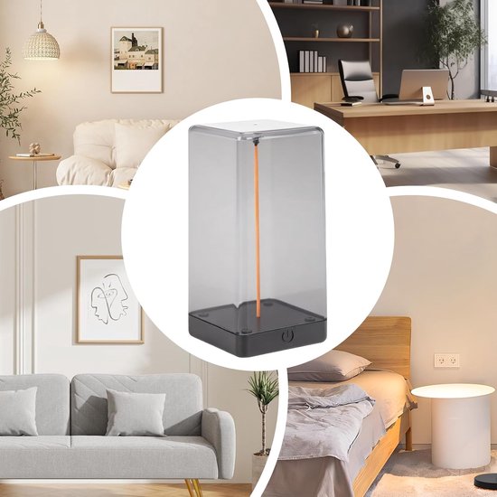 Draadloze Tafellamp - Sfeerverlichting LED - Lezen en Werken - Verstelbare Helderheid - 14 x 8 x 14 cm - Zwart — afbeelding 3