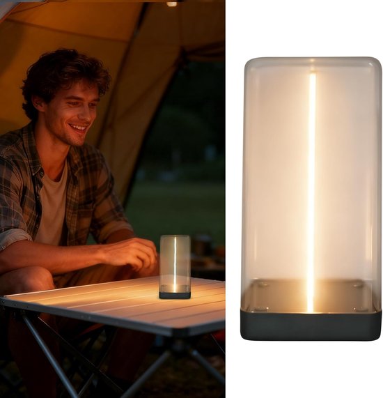 Draadloze Tafellamp - Sfeerverlichting LED - Lezen en Werken - Verstelbare Helderheid - 14 x 8 x 14 cm - Zwart — afbeelding 4