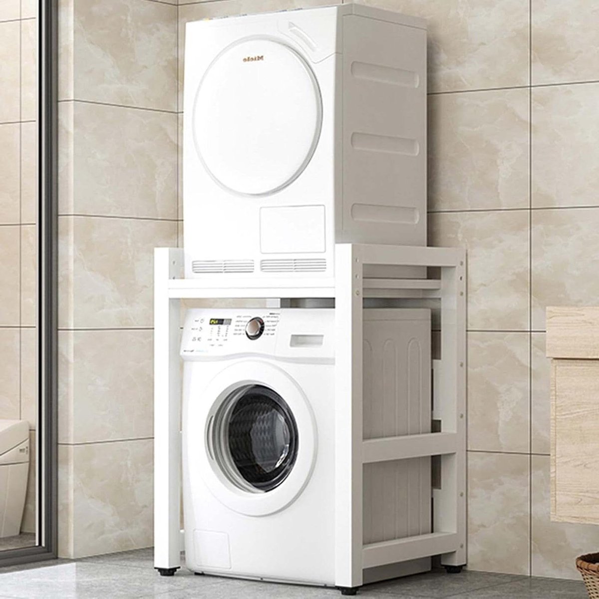 Opbergkast Wasmachine - Wasmachine Unit - Ruimte Besparen - Hoge Belastbaarheid - 75 x 65 x 105 cm - Wit