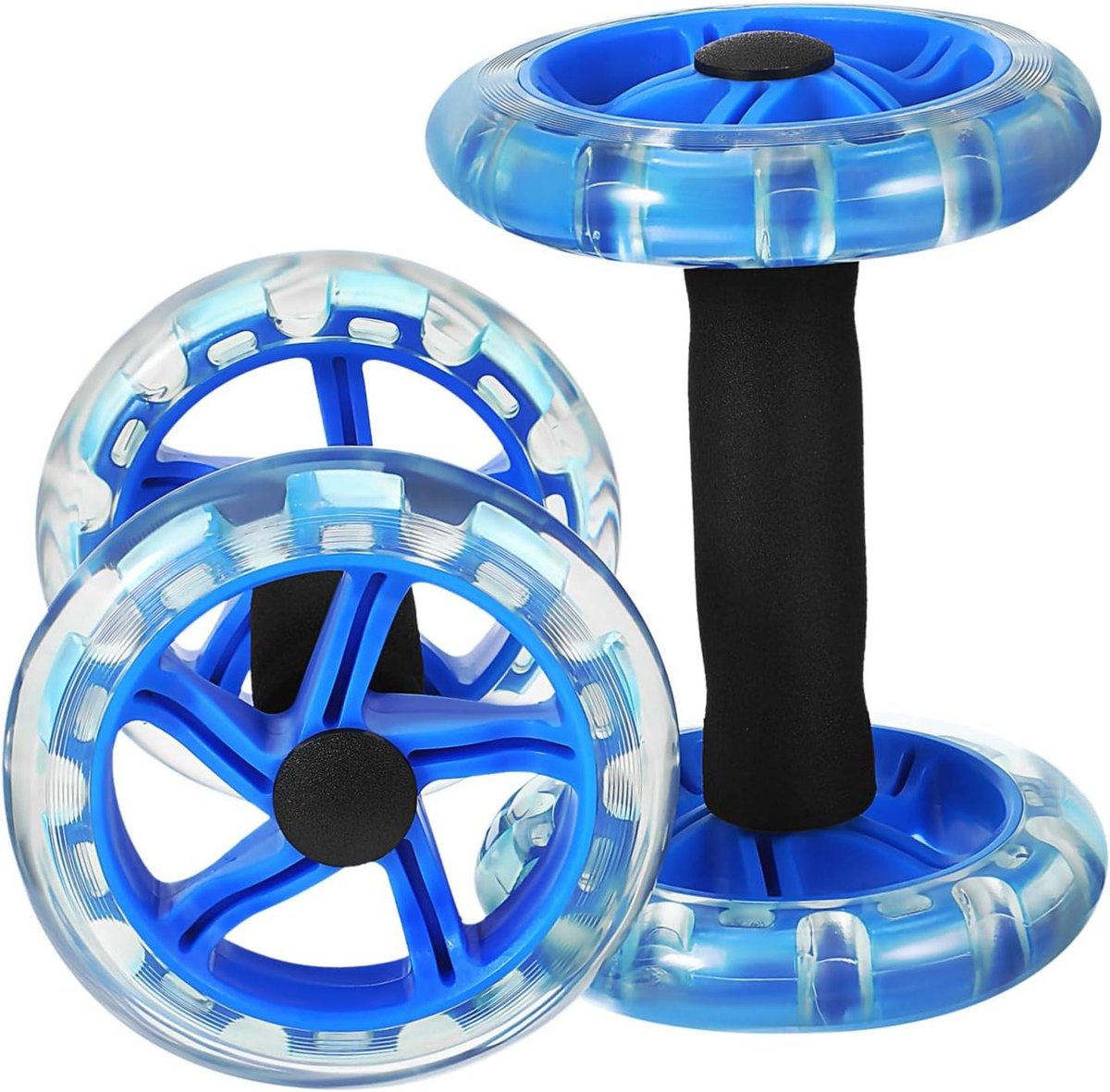 Fitnesswiel Dubbel Wiel - Buikspierroller Trainingswiel - Buikspieren Trainen - Antislip Handgrepen - 20 x 20 x 20 cm - Blauw