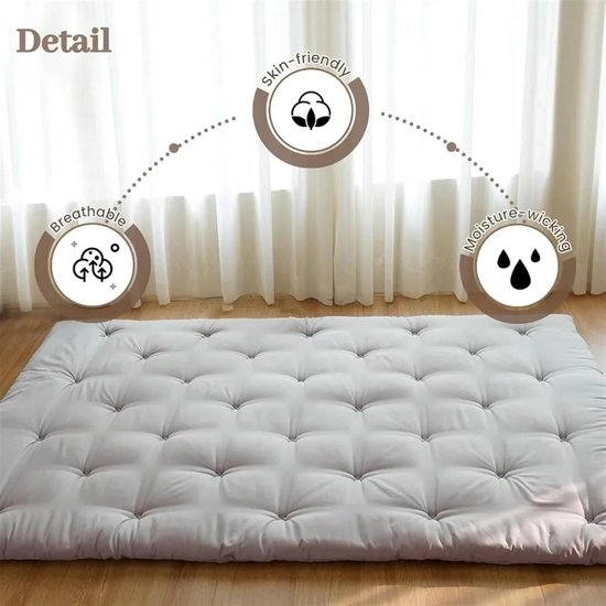 Futon Matras - Tatami Matras - Slapen - Opvouwbaar - Dubbel - Grijs — afbeelding 5