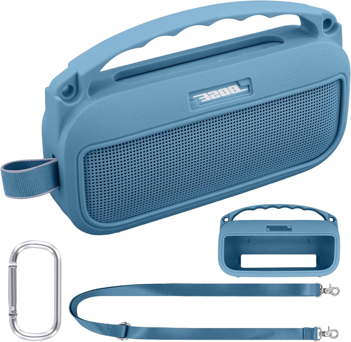 Draagbare en Ultralichte Silicone Beschermhoes voor Bose SoundLink Flex 2 Speaker met Carabiner en Schouderband