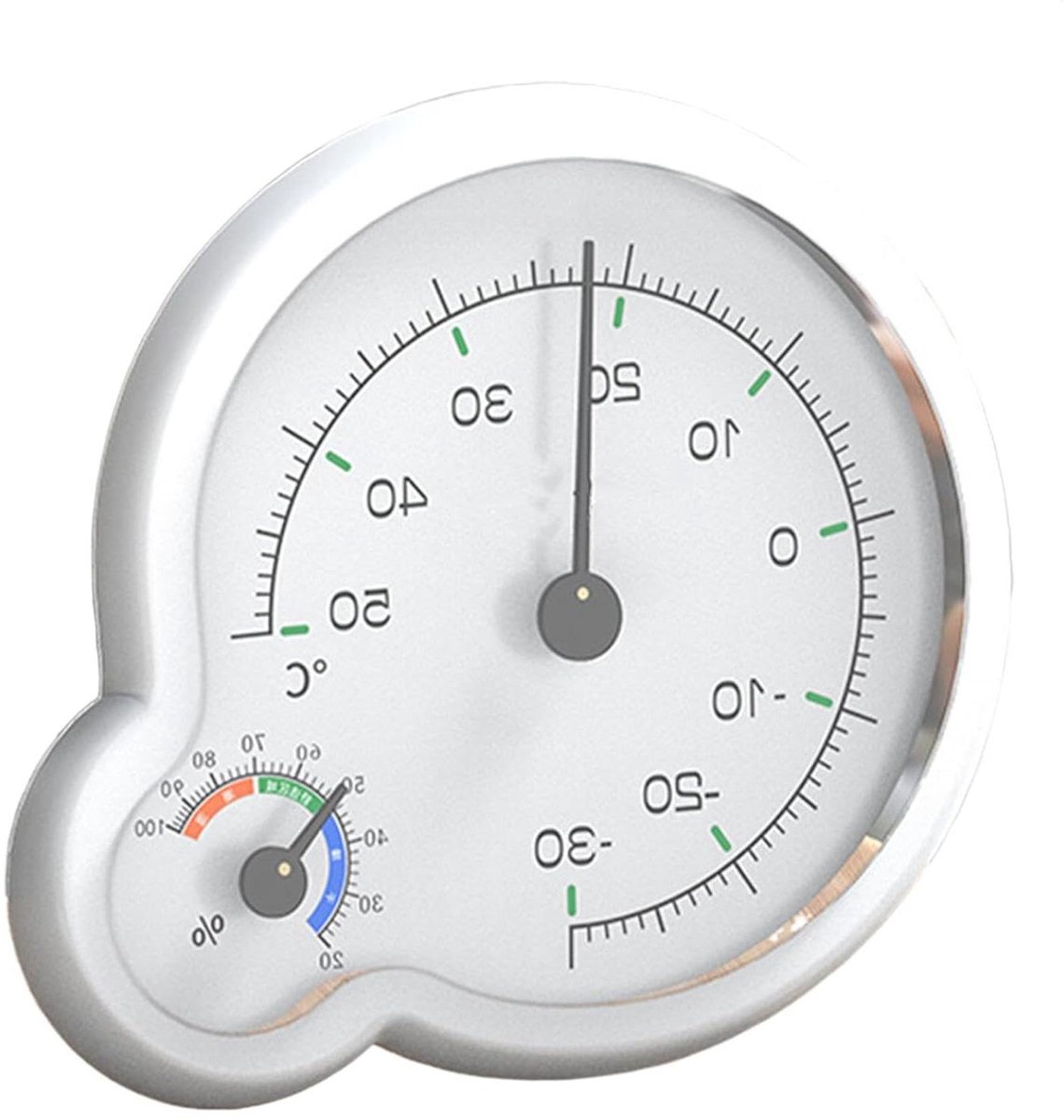 Analoge Thermograaf Hygrometer - Temperatuur Vochtigheid Meter - Binnenklimaat Monitoren - Mechanische Beweging - 11x11cm - Wit