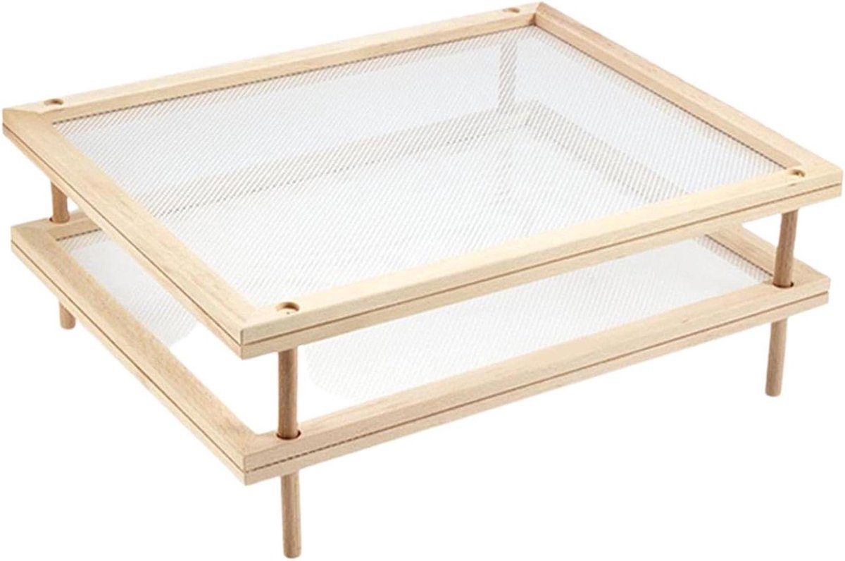 Pasta Droogrek - Keuken Organizer - Voedsel Drogen - Stapelbaar Afneembaar - 24.5 x 39 cm - Houtkleur