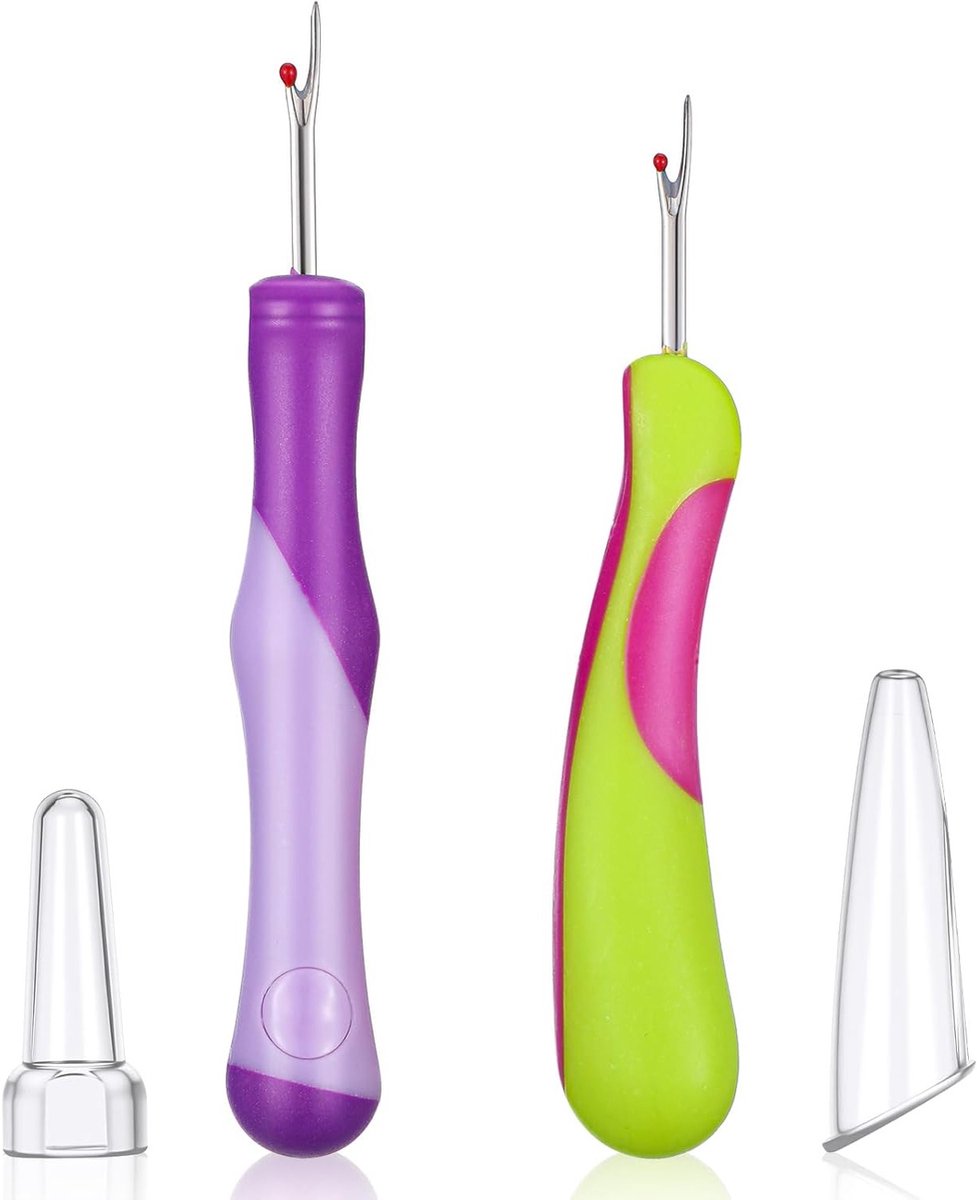2 Stuks Naai Pippers voor het Verwijderen van Stiksels met Veiligheidsdoppen, Naald en Draad Picker, Handwerk Accessoires voor Borduren en Creatieve Projecten