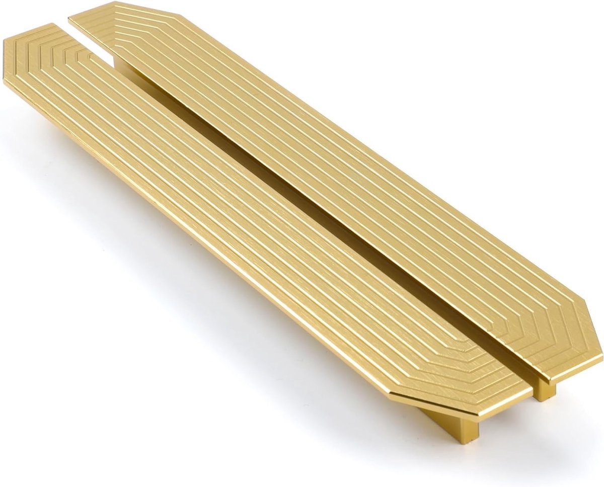 SnelShoppen - 2 Stuks Messing Kabinet Handgrepen - Geborsteld Gouden Ladenhandvatten - Moderne Keuken en Meubelaccessoires - 192mm Gatafstand - Perfec