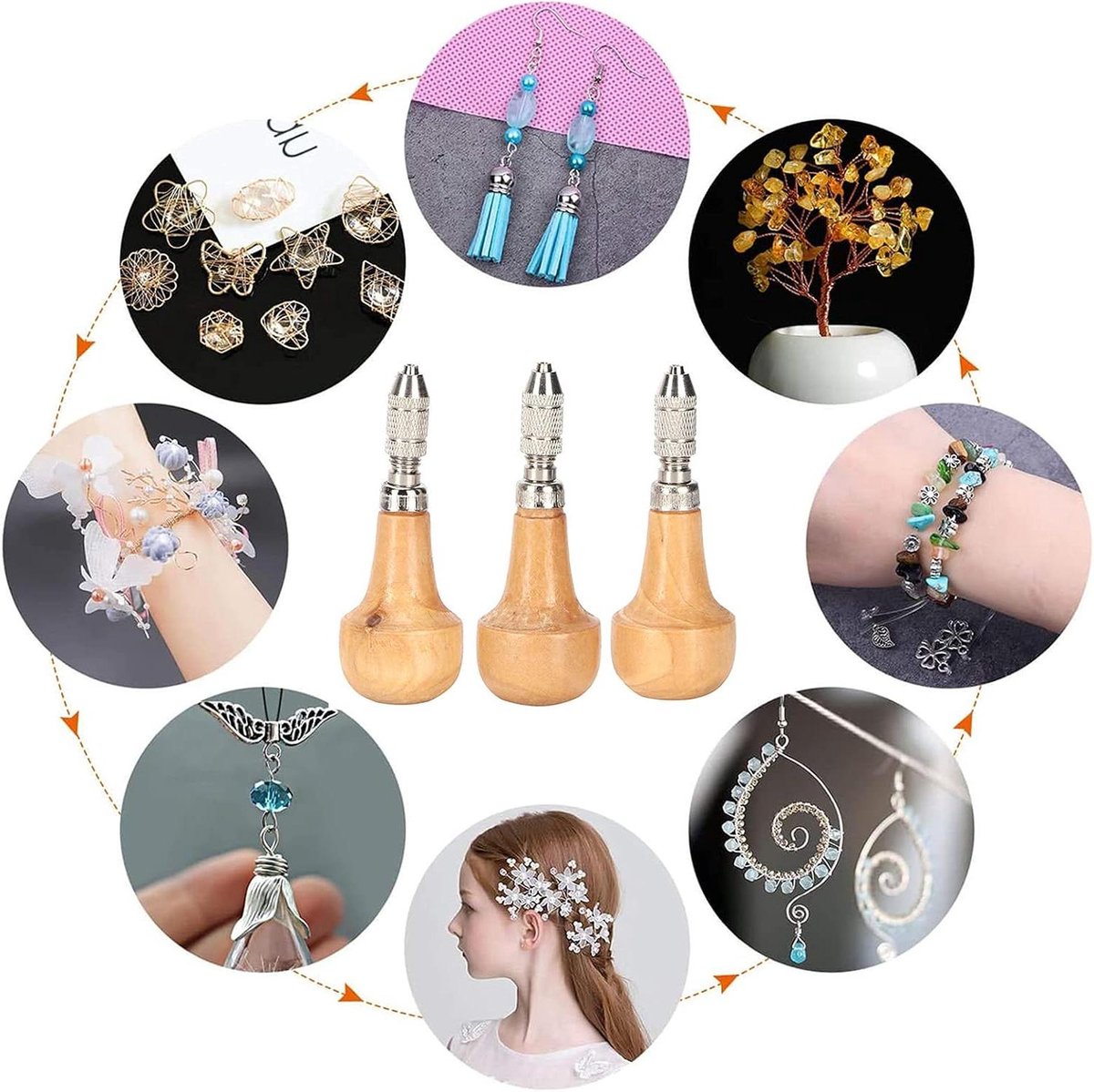 Precisie Handboor - Kleine Tang - Sieraden Maken - Set van 3 - 10 cm Lengte - Goudkleurig