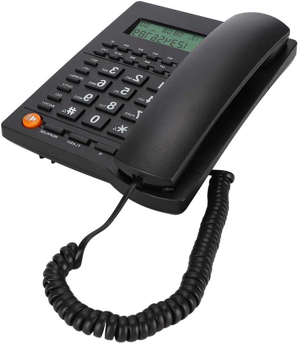 SnelShoppen - Bedraad Telefoon Bureau Landline Telefoon met Verlichte Display, Beller ID & Klopfunctie voor Thuis, Kantoor, Hotel, Restaurant - Zwart