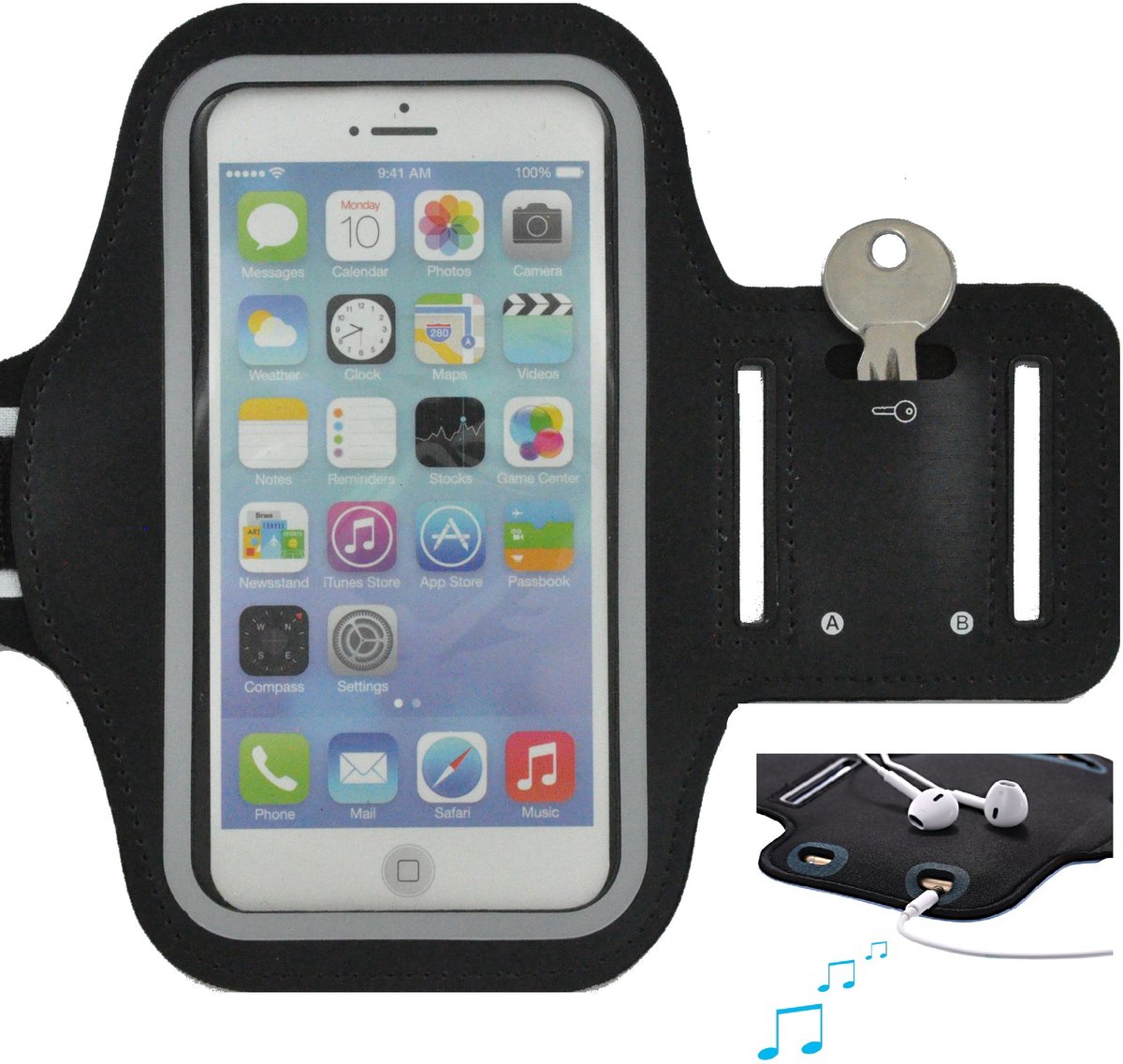 MoDo Hoesje Geschikt voor iPhone iPhone 17/ 17 Pro - iphone Air Hoesje Sport - Sportband Hoesje - Sport Armband Case Hardloopband Zwart