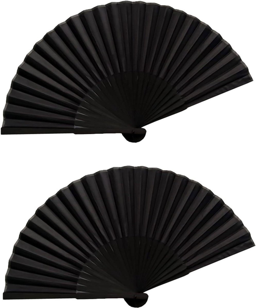 Vouwbare Handfan Set van 2 Stuks - Elegante Chinese Handfans voor Bruiloften en Feestjes (Zwart)