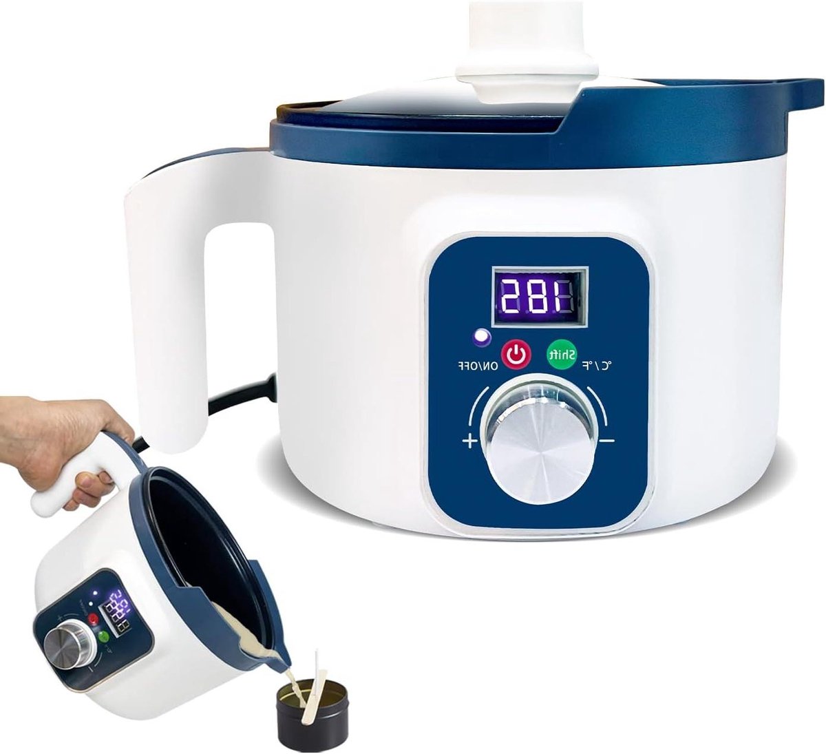 Elektrische Wax Smelter - Kaarsen Pot - Kaarsen Maken - Digitale Temperatuurweergave - Constante Temperatuur - Zilver