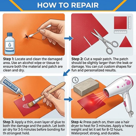 Opblaasbare Reparatieset - PVC Herstelkit - Lekken Dichten - Sterke Zelfklevende Lijm - 30 ml - Meerkleurig — afbeelding 3