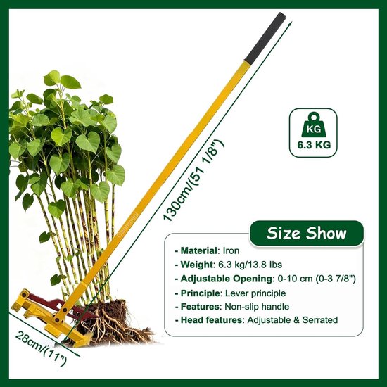Wortelverwijderaar - Paaltrekker - Tuinonderhoud - Hefboomprincipe - 130 cm - Zwart — afbeelding 3