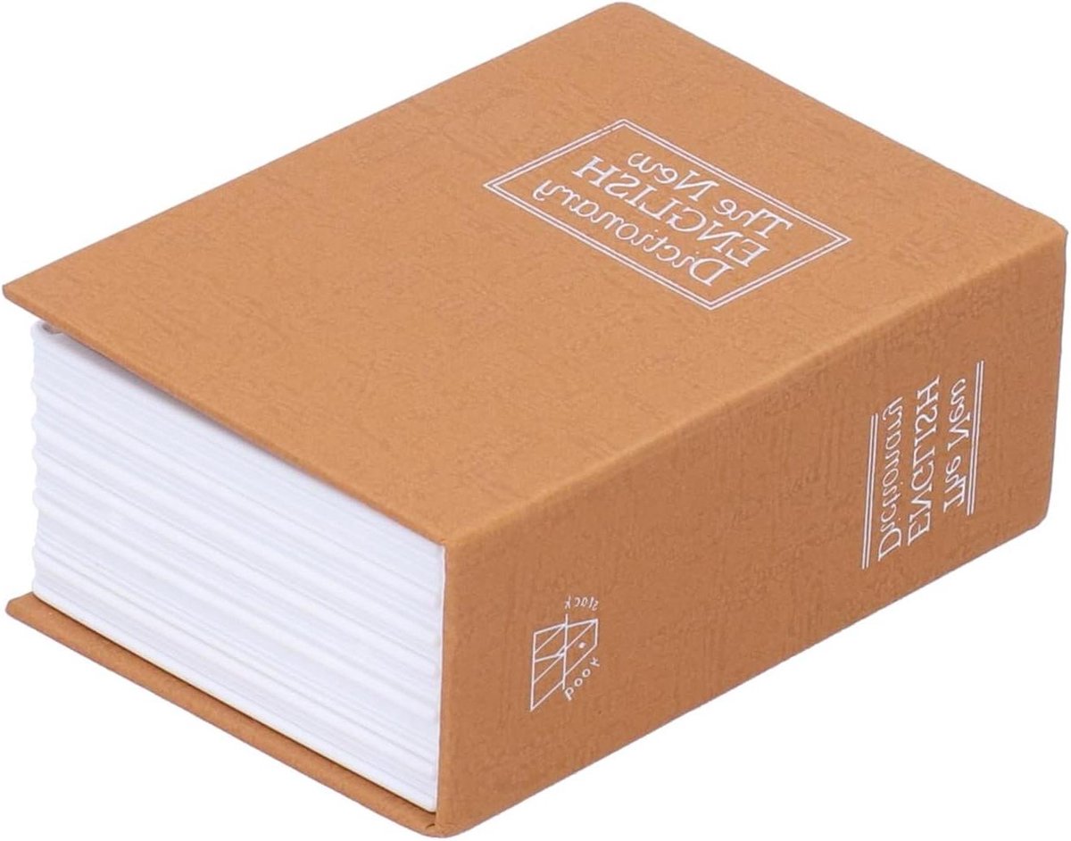 Mini Kluis Boek - Spaardoos Geld - Veilige Opslag - Ontwerp met Sleutel - 12x8x5 cm - Geel