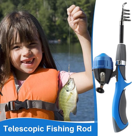 Kinder Visset - Vangstuitrusting Set - Buiten Vissen - Telescopisch Opvouwbaar - 160cm Hengel - Blauw van Merkloos	 — afbeelding 3