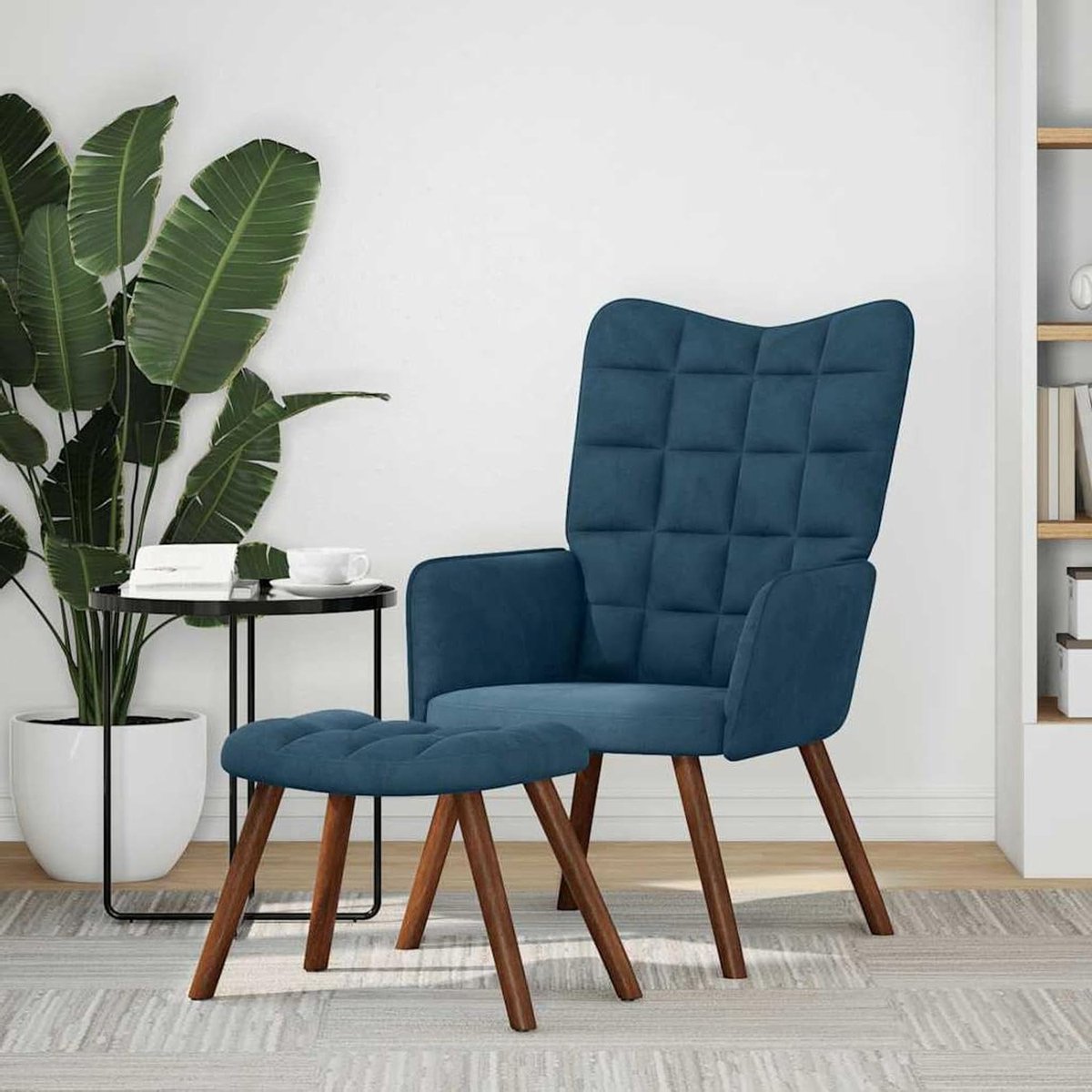 Relaxstoel met voetenbank - Comfortabele loungestoel - Ontspannen na werk - Gevoerd fluweel design
