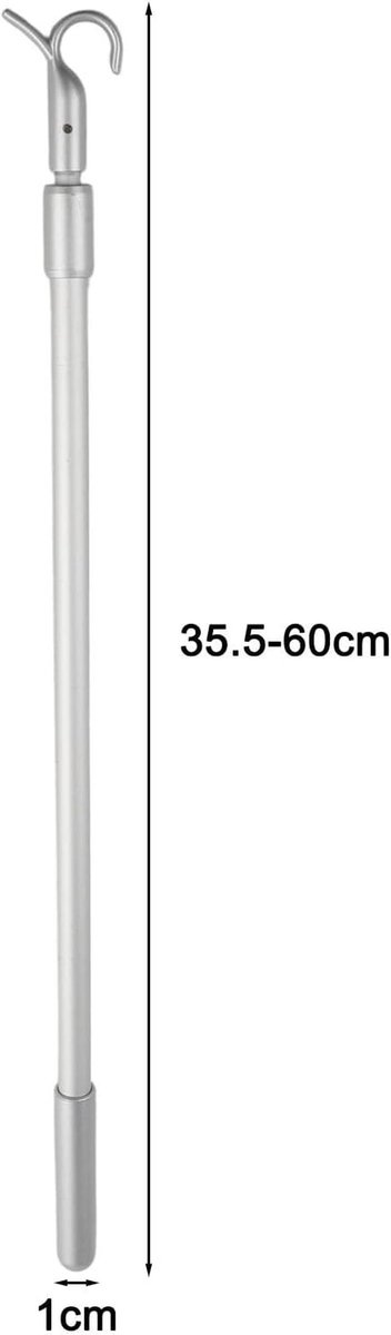 Verstelbare Aluminium Telescopische Gordijn Trekstang - 33-60cm Venster Opener Pole met Haak voor Dakraam, Blinds & Gordijnen - Zilver Indoor Home Extension Bar — afbeelding 5