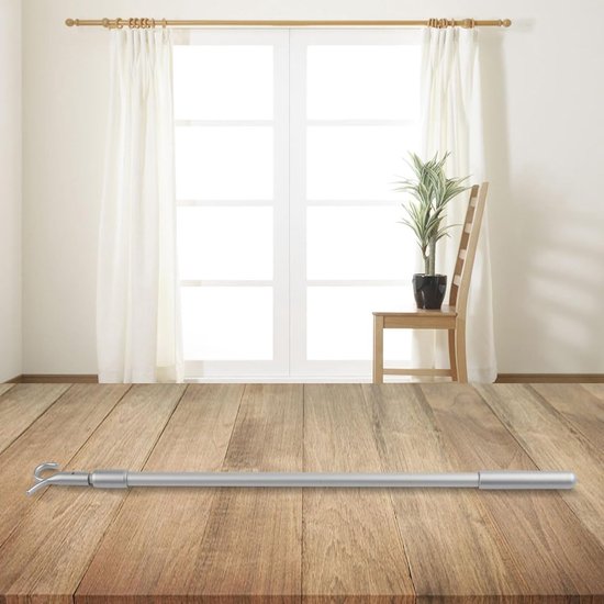 Verstelbare Aluminium Telescopische Gordijn Trekstang - 33-60cm Venster Opener Pole met Haak voor Dakraam, Blinds & Gordijnen - Zilver Indoor Home Extension Bar — afbeelding 2