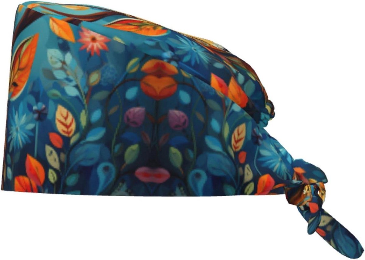 Koksmuts Patroon - Werkmuts Bandana - Haar Bedekken - Ademend Polyester - 26.5 x 13.5 cm - Blauw