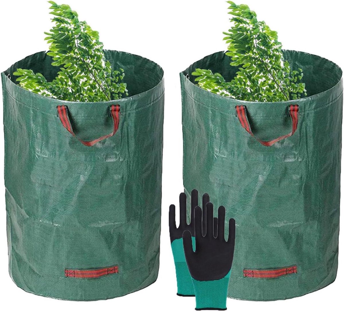 Tuinafvalzakken - Vuilniszakken - Tuinonderhoud - Verstevigde handgrepen - Grote capaciteit - Groen
