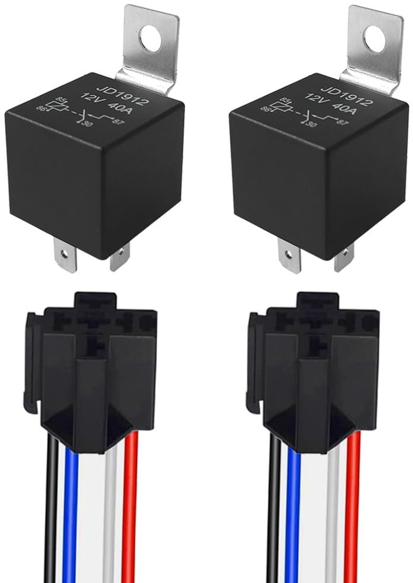 Dailygoody - 4 Pin Auto Relais - 12V 40A - Voorbedraad met Stopcontact - Zwart - Automotive Relais - Betrouwbaar en Duurzaam - Geschikt voor Auto's