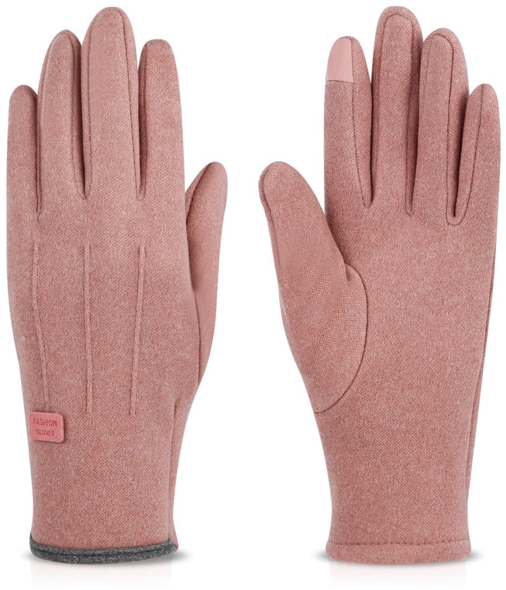Dailygoody - Winterhandschoenen - Dames - Warme en comfortabele - Roze/grijs - Touchscreen - Perfect voor outdoor activiteiten - Geschikt voor fietsen..