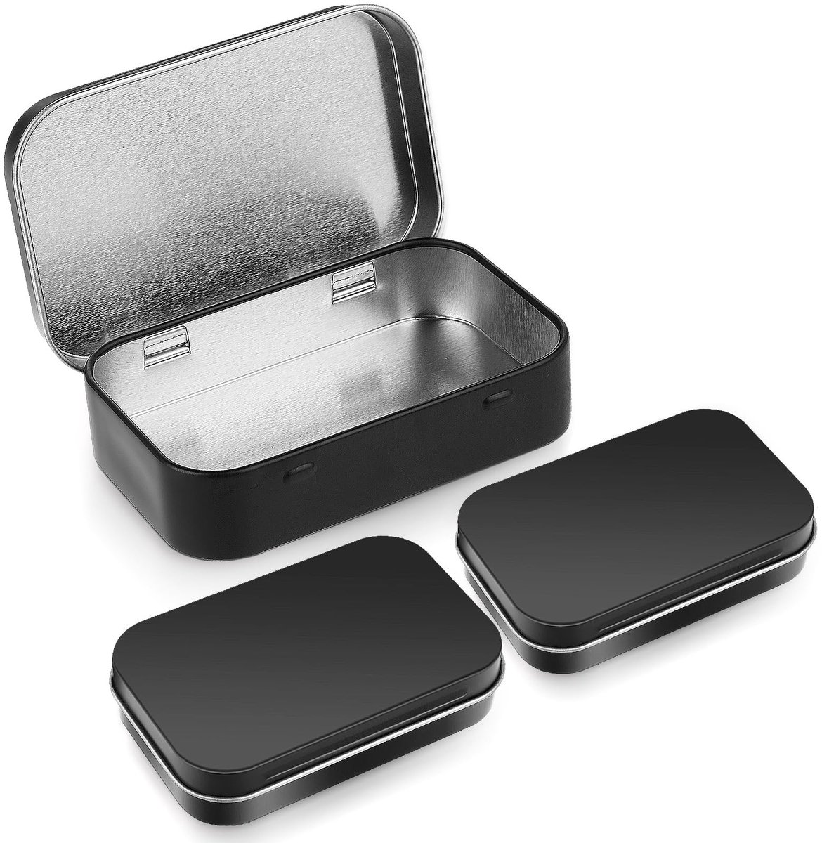 Dailygoody - Rectangular Tins - Handige opbergtin met deksel - Zwart - Voor snoep en sieraden - Ruimtebesparend - Perfect voor elke gelegenheid