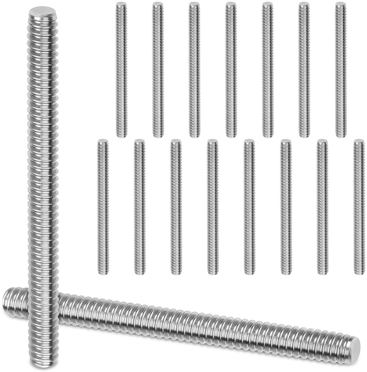 Set van 15 Draadstangen M6 x 60 mm, Roestvrij Staal 304 A2 V2A, Volledige Draad voor Industriële Schroefverbindingen en Apparatuur