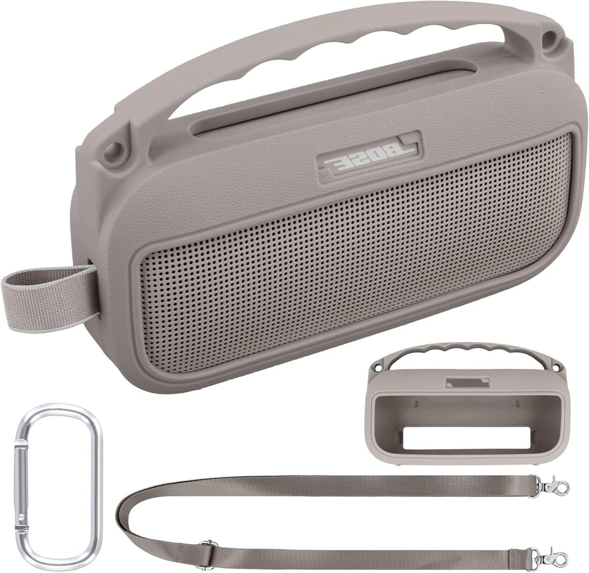 Draagbare Ultralichte Silicone Beschermhoes voor Bose SoundLink Flex 2 Speaker met Carabiner en Schouderband - Ideaal voor Reizen en Bescherming
