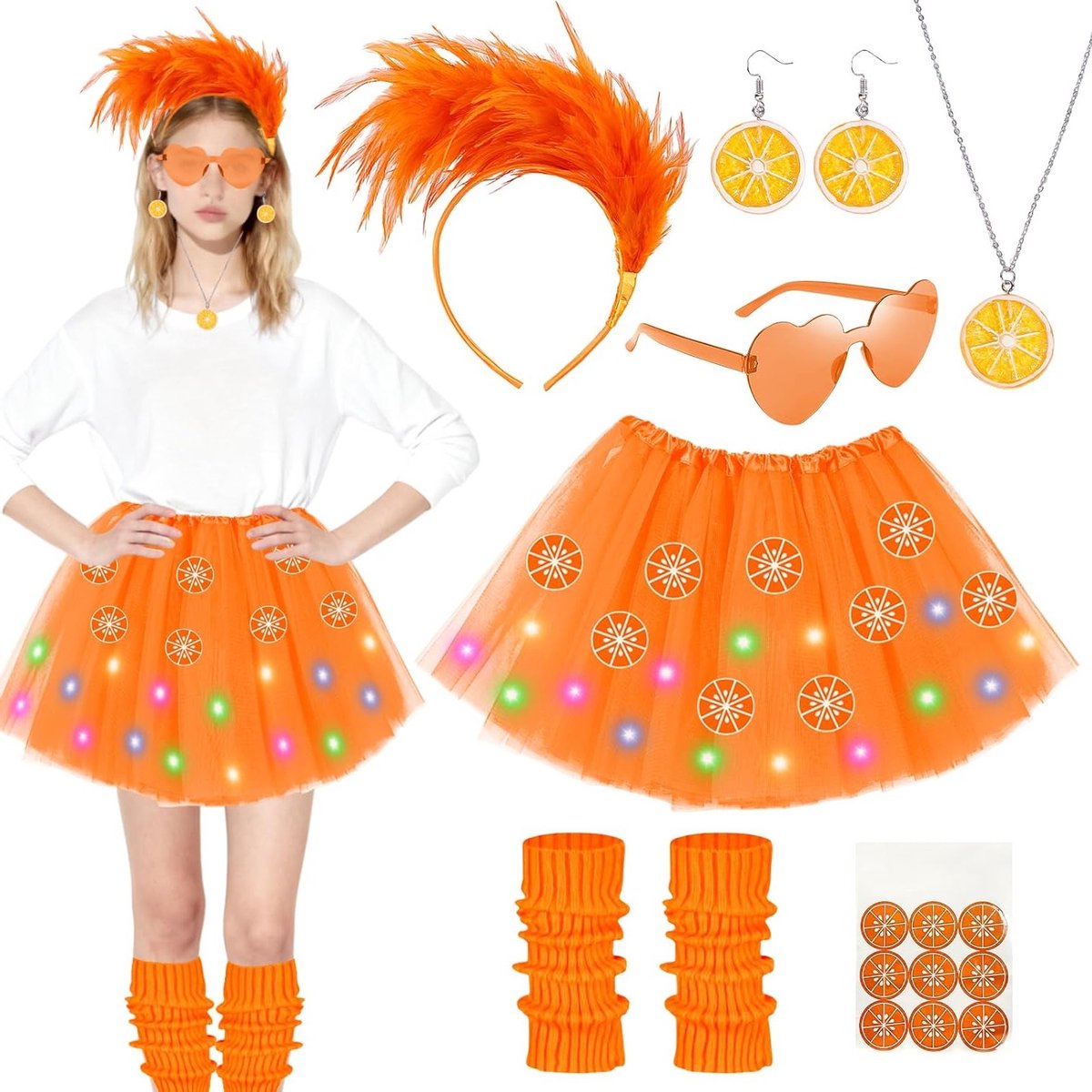 Vrouwelijk carnaval kostuum met tulle rok, accessoires en sieraden voor Halloween en feestjes